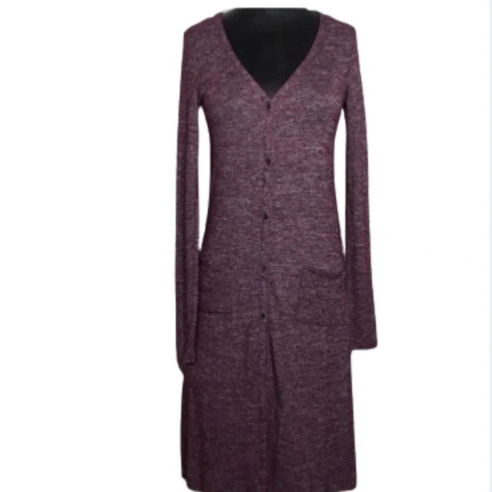 Aeropostale Cardigan Burgundy Marled Button Down Longline Duster Size XS - Picture 3 of 11